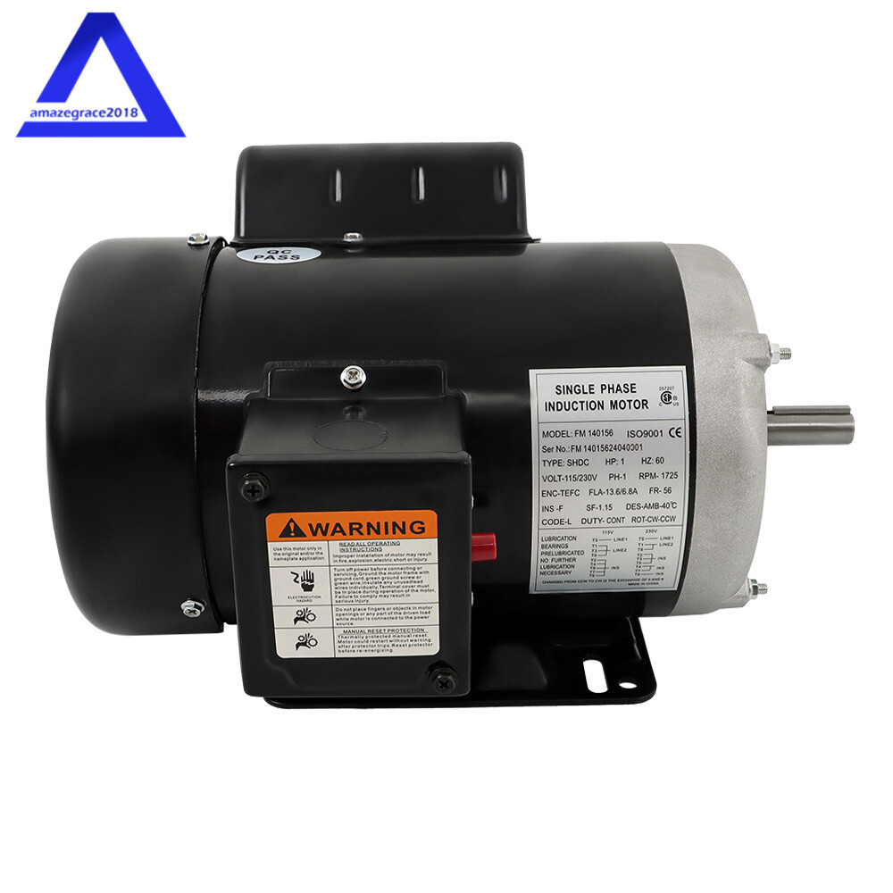 1 HP Farm Duty Single Phase Motor 1750RPM 115V/230V 56 Frame 13.6/6.8A