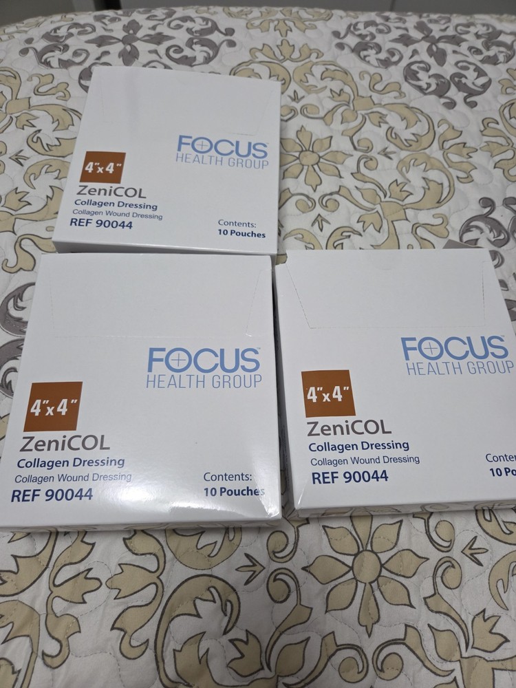 ZeniCOL 4 X 4 Inch Collagen Wound Dressing 29 Count NEW SEALED REF 90044