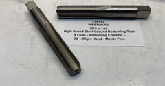 (Qty 2) WESTWARD M10 x 1.00 HSS Ground Bottoming Tap – 4 Flute – D6 – Fine –