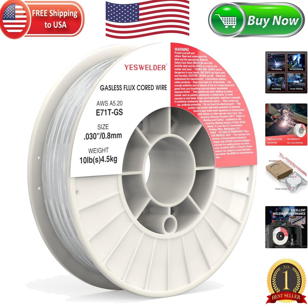 .030 Inch Flux Core Welding Wire, 10lb Strong ABS Spool for Clean Welds