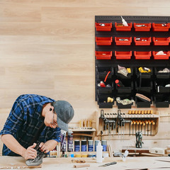 48-Bin Wall Mounted Storage Bins Parts Rack Organizer Garage Shop Tool Organizer