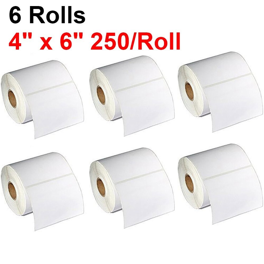 6 Rolls 4″x6″ Direct Thermal Shipping Labels 250/Roll for Zebra LP2844 ZP450