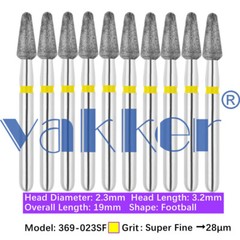 10pc/pk Diamond Burs Shape Football Diamond Bur Super Fine Medium Coarse