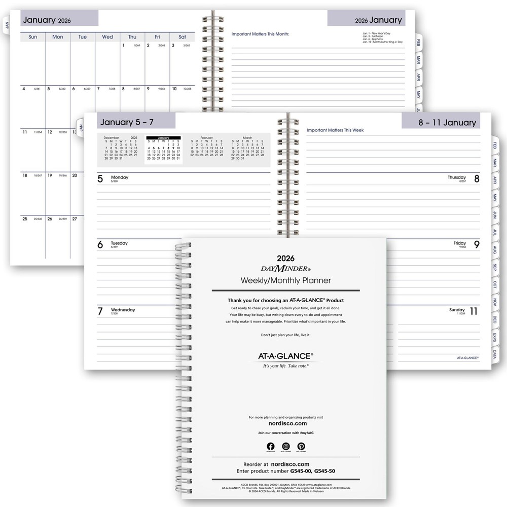 2026 At-A-Glance DayMinder G545-50 Refill for G545-00 Weekly Monthly Planner