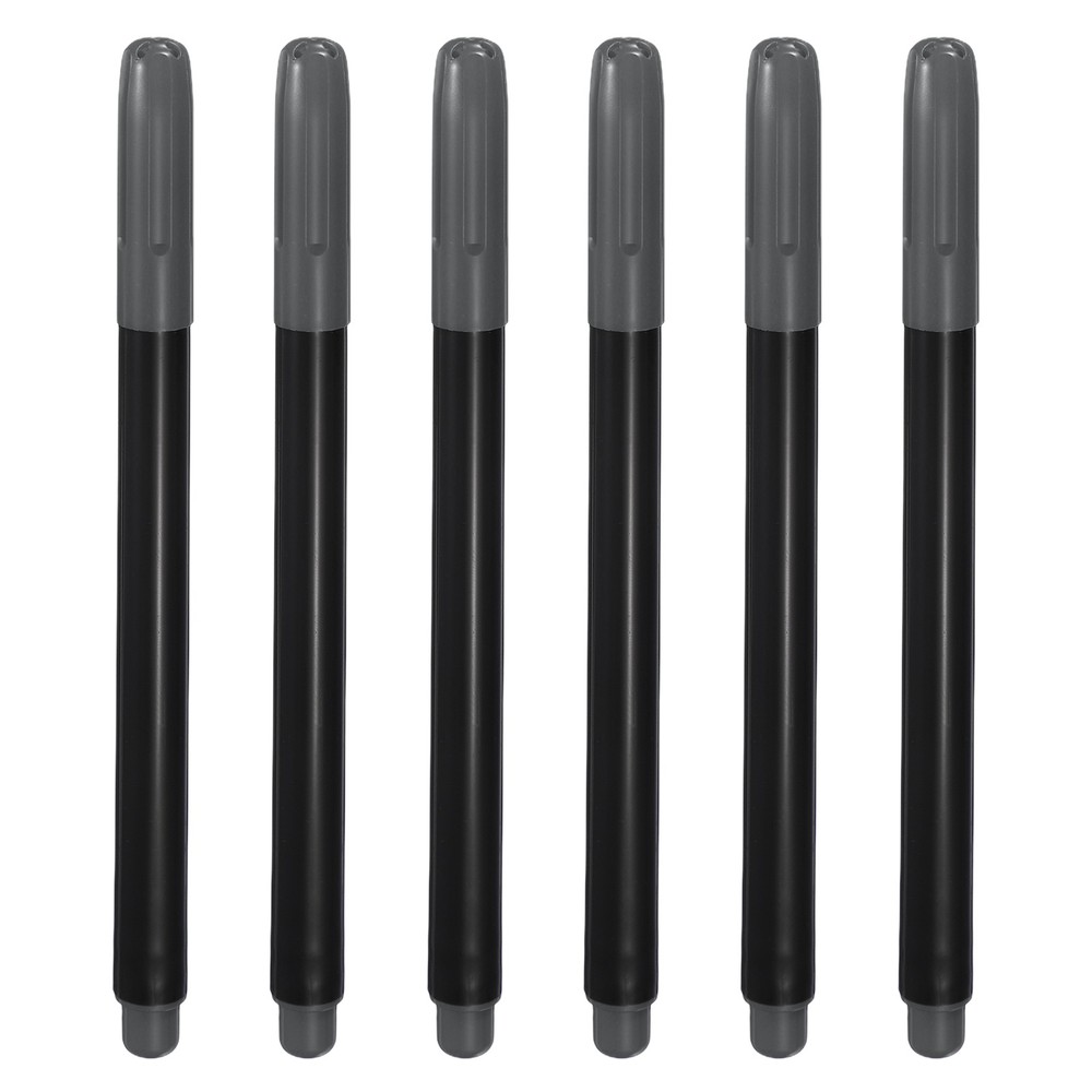 6 x Dark Grey Permanent Fabric Markers for Cloths Coloring Drawing