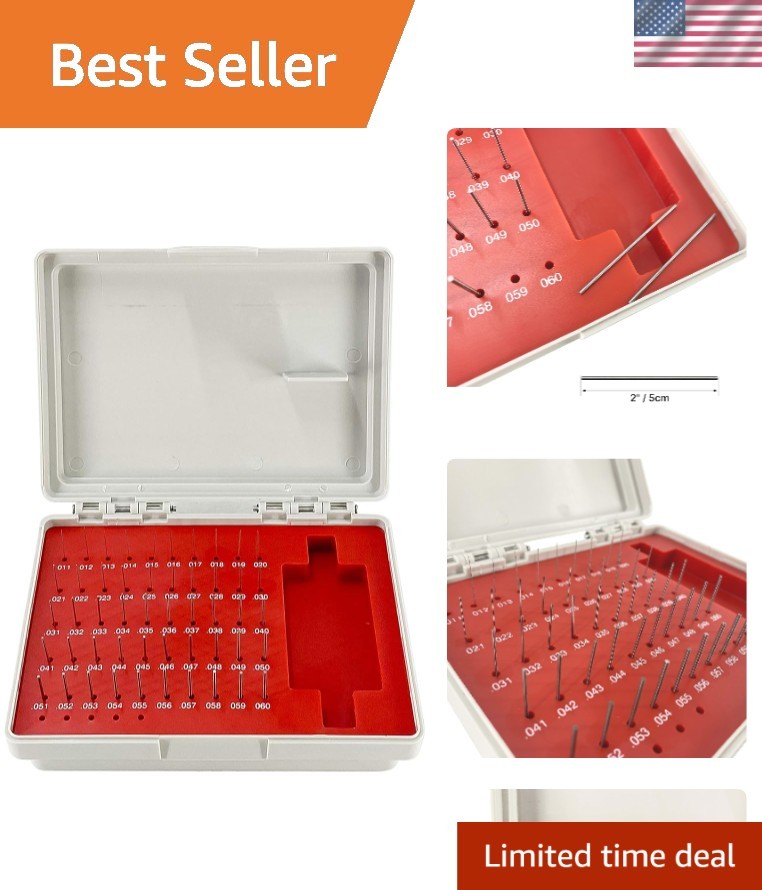 50-Piece Pin Gauge Set – Heat Treated Steel, Precision Range 0.011″-0.060″