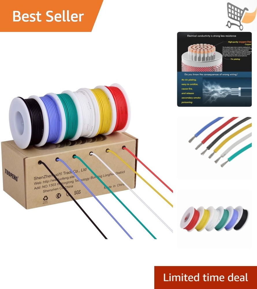 AWG Silicone Stranded Wire Kit 18 Gauge Tinned Copper 6 Colors 13.2ft Each