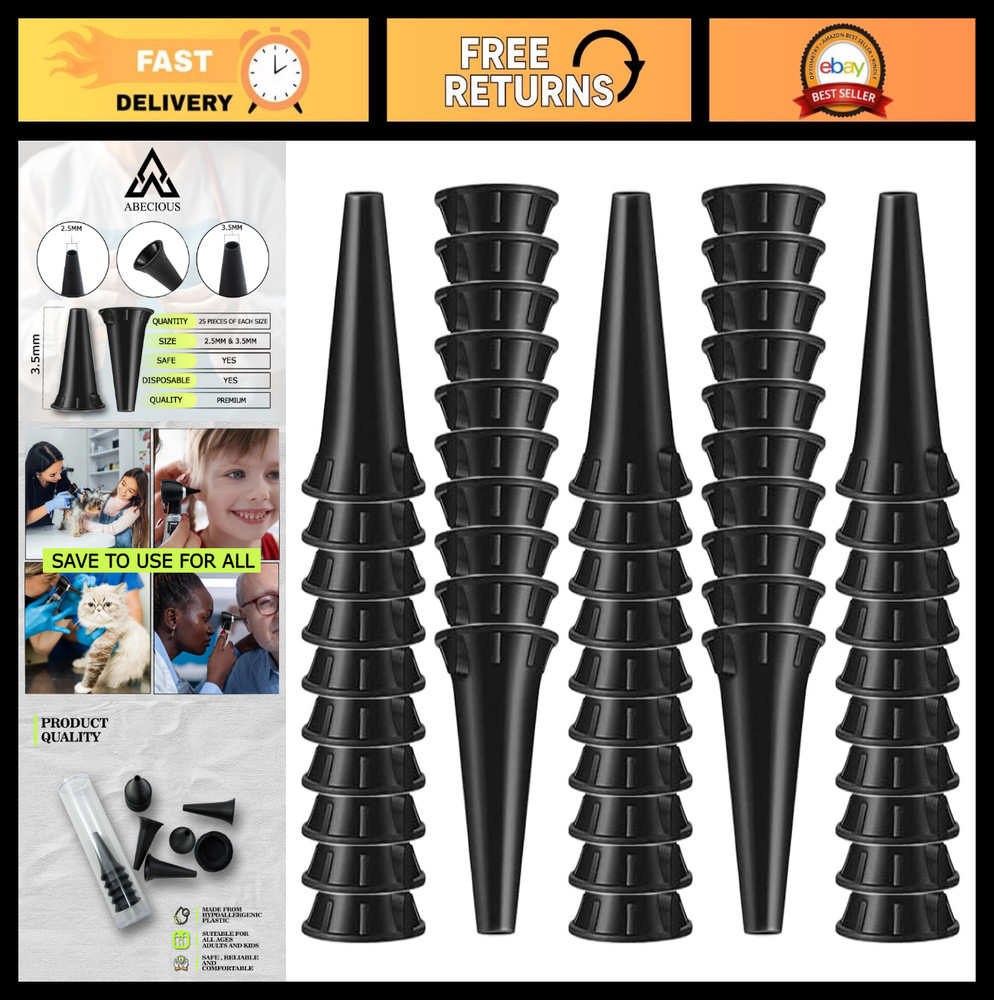 Universal Disposable Otoscope Covers – 50 Pack, 2.5mm & 3.5mm Specula Tips for A