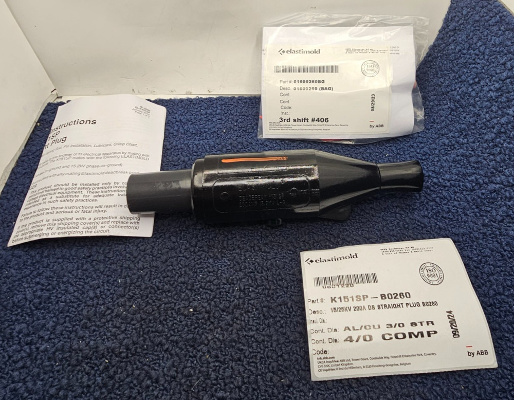 ABB K151SP-B0260: 15/25KV 200A DB STRAIGHT PLUG B0260