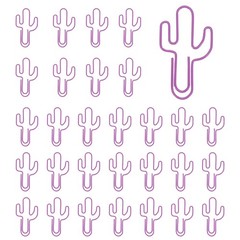 30Pcs Paper Clip, Cactus Shape Paper Clip Small Cute Bookmarks, Purple