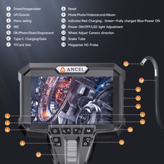 ANCEL Two-Way 180°Articulating Borescope 6.2mm Industrial Endoscope Camera 1080p