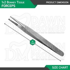 3 Pcs Bonney Tissue Forceps 1×2 Teeth Serrated Tips 7″ Surgery Instruments Set