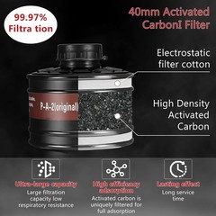 40mm Gas Mask Filters – Full Face Respirator Mask Cartridge for Organic Vapor