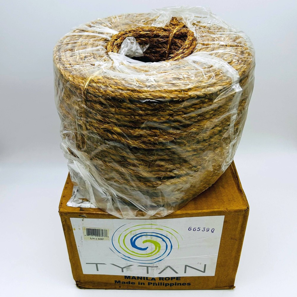 Tytan MN14600 Manila Rope 1/4in X 600ft 3-Strand Twisted 54 lb Load Natural