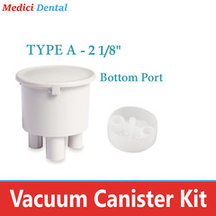 Dental A-Dec Model Central Vacuum Canister Type A 2 1/8″ Side Port /Bottom Port