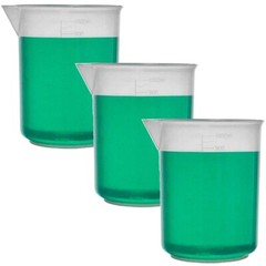 1000ml Plastic Beaker, Low Form, Reusable, PP, Molded Graduations (Pack of 3)