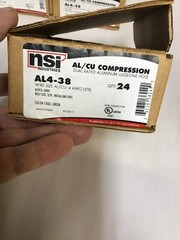 1 BOX OF 24 NSI AL4-38 AL/CU CMP Lug 4 AWG BOLT SIZE 3/8 NEW OLD STOCK,