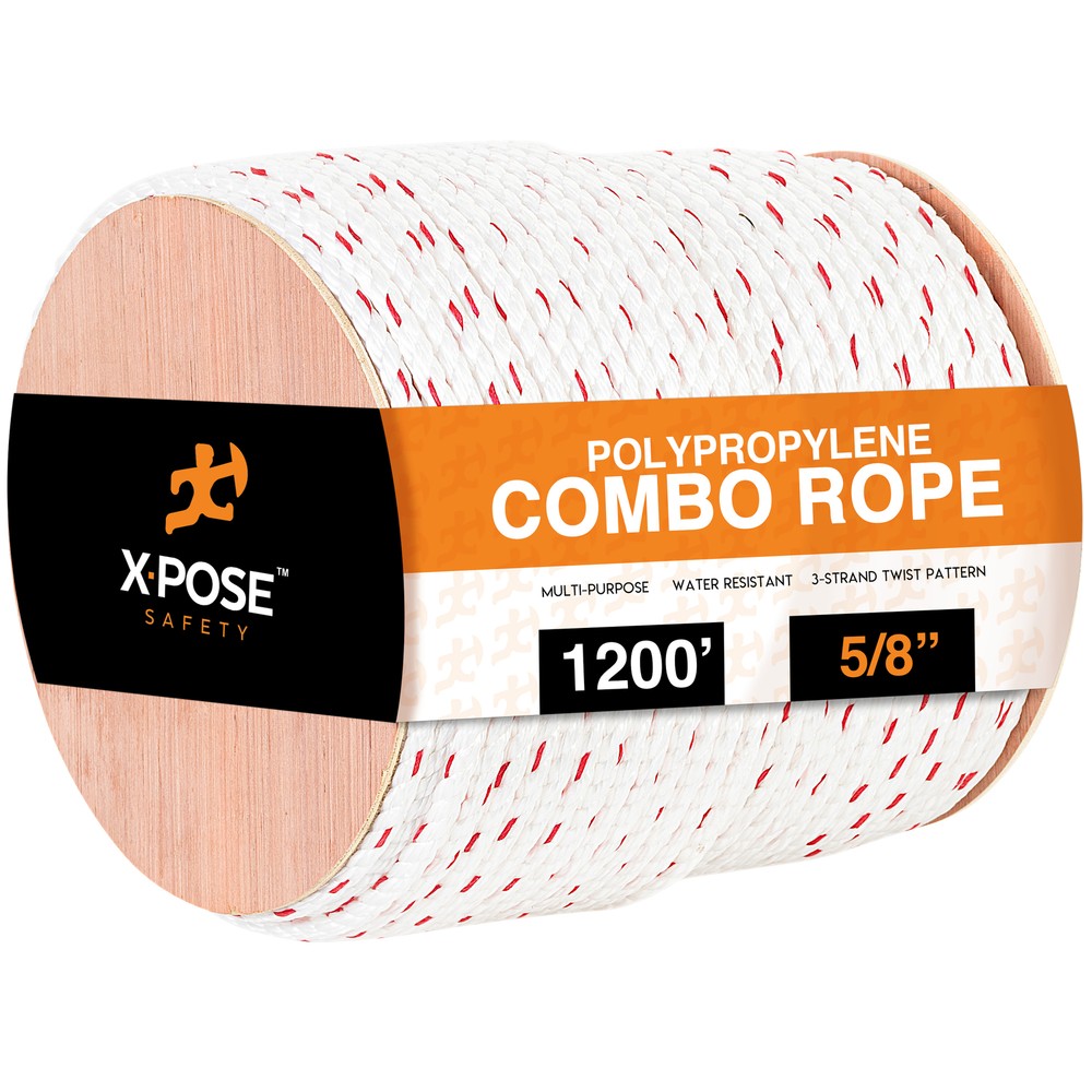 Poly Combo 3 Strand Safety Rope – 5/8″ x 1200′ – UV Coated Polypropylene Rope