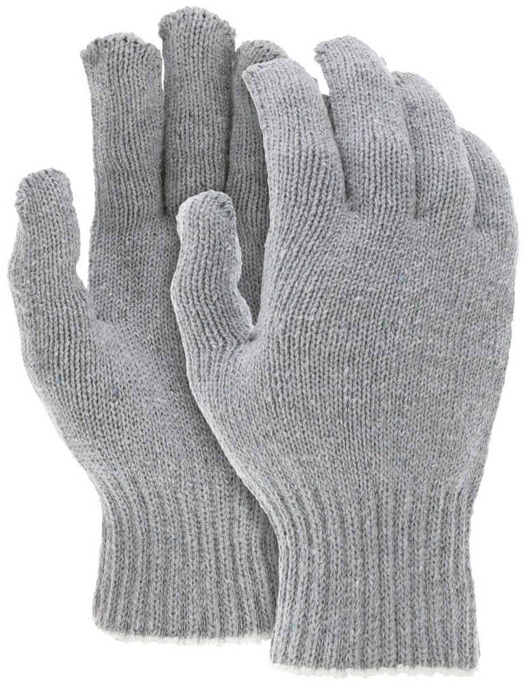 String Knit Work Gloves, 7 Gauge, Heavy Weight, Gray, Large (DOZEN/12-Pairs)