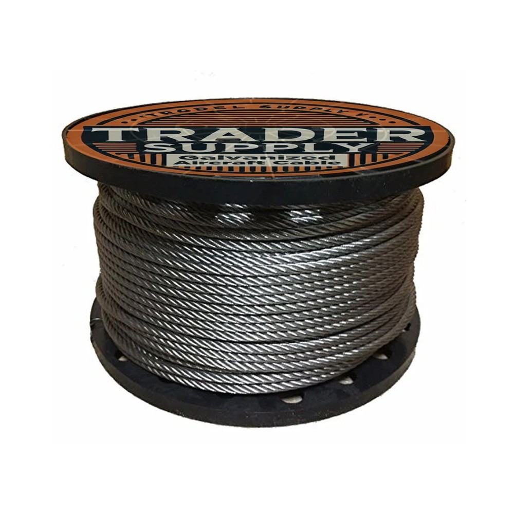 Galvanized Wire Rope Cable 1/4″, 7×19 in 100, 200, 250, 300, 400 Ft