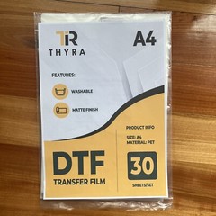 A4 DTF Transfer film – 30 sheets Matte