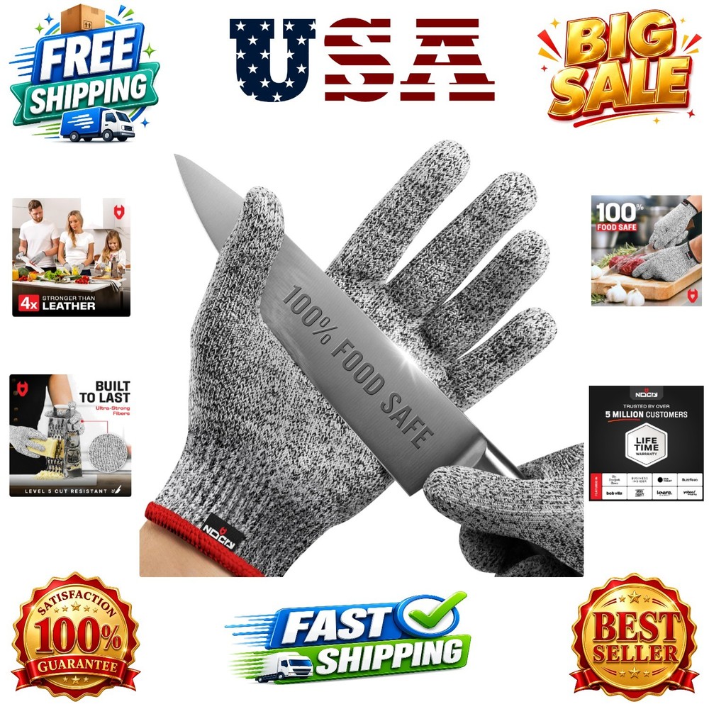 Cut Resistant Gloves Food Grade — 100% Food Safe — Level 5 Meat Cutting Glove…