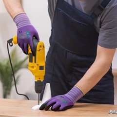 MicroFoam Nitrile Safety Work Gloves – 3 Pairs, Seamless Knit Nylon, All-Purpose