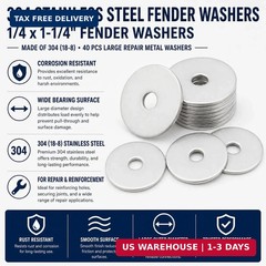 1/4 x 1-1/4″ Fender Washers,Stainless Steel Flat Washers,Made of 304 (18-8),40Pc