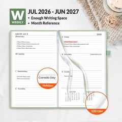 2026-2027 Pocket Weekly Planner 3.5×6 Hardcover Academic Calendar Sage