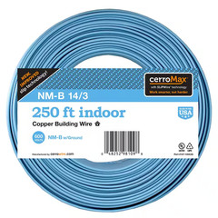 14/3 copper wire 250ft roll, different brands and colors for electricians