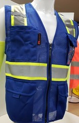 Two Tone Hi Visibility Reflective BLACK OR BLUE Safety Vest (X-Small to 2XL)