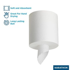 Marathon Centerpull Premium White 1-Ply Paper Towels 6 Rolls, 300 Sheets/Roll