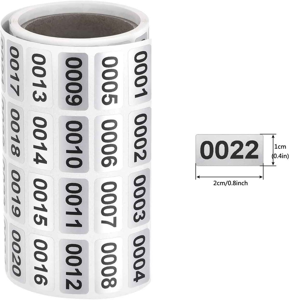 1-20000 Self Adhesive Labels Consecutive Number Inventory Stickers Waterproof