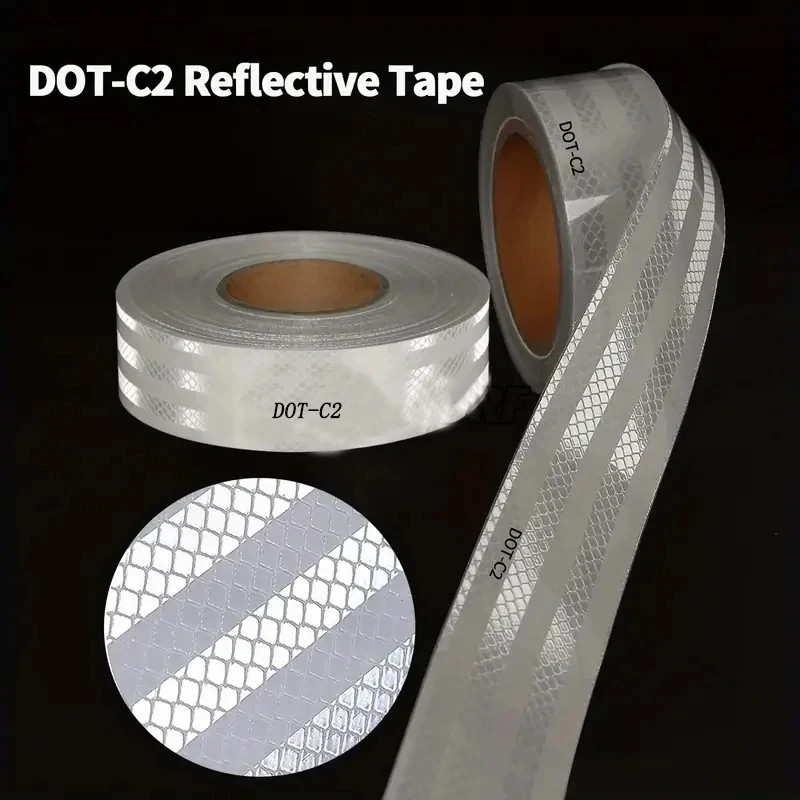 White DOT-C2 Reflective Tape Conspiciuity Safety Car Truck 2in50ft/32.8ft