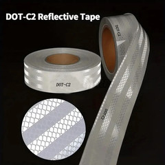 White DOT-C2 Reflective Tape Conspiciuity Safety Caution Night Trailer Truck Car