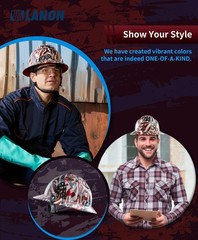 LANON Full Brim Hard Hat, OSHA Construction Work Approved, Charcoal Gray Design,