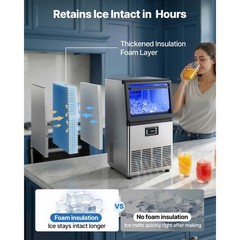 Uimoso 90lbs/24h Commercial Ice Maker for Bar and Restaurant with 13lbs Storage