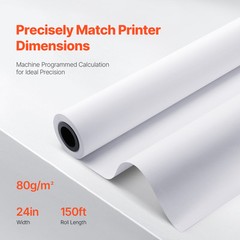 Wide Format Paper Plotter Paper 6 Rolls 24 in x 150 ft CAD Bond Rolls