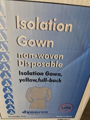 Dynarex 2141 Disposable Isolation Gown, Yellow – 50 Count