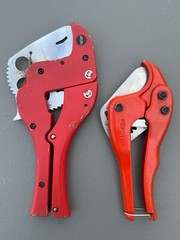 Pair of 2 Heavy-Duty Metal Ratcheting PVC Pipe Cutters: Wisdom 22-PCP2-2 & L-42A