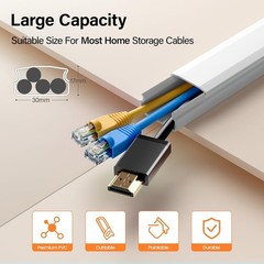 Mudeela Self Adhesive Cable Duct White, 8m PVC for Tidy and Safety