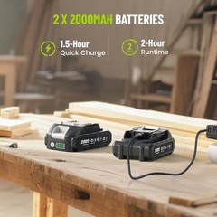21V Brushless Impact Drill Set 230N.m Torque 2×2.0Ah + 20 Bits