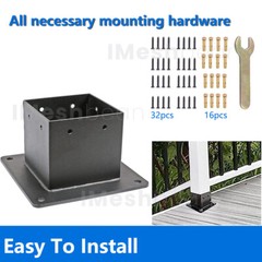 4 x 4 Post Anchor Post Base Black Powder-Coated Bracket for Deck Supports 4pcs