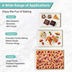 Spmarkt 3-Pack Blue Ceramic-Coating Baking Sheet Pans, 18inch,