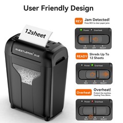 QUIETLEMON 12-Sheet Electric Paper Shredder Home Office Card Heavy Duty
