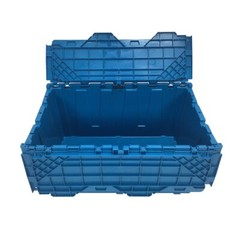 UBMOVE Storage and Packing Plastic Tote Crate Attached Lid Flip Top, 27″x16.9″x1