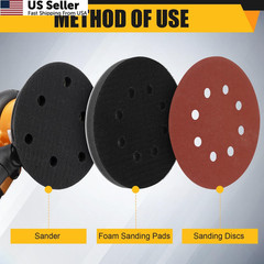 Giwiemi 4 Pack Orbital Sander Foam 5 inches x 5 x 0.5 inches, Black