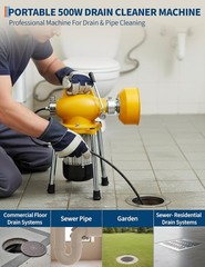 GRAVEE 66FTx5/8″&16FTx3/8″ 500W Drain Cleaner Machine Sectional Snake Auto Feed