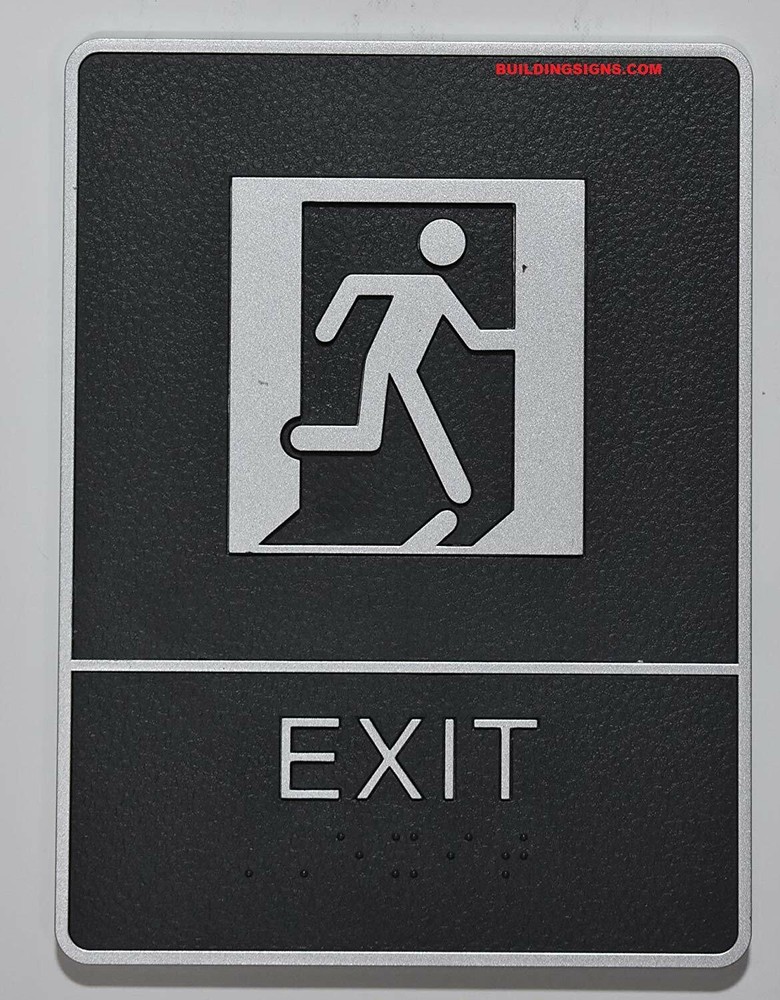 EXIT Sign with Tactile Graphic(Black,6×9)-REF24-1027