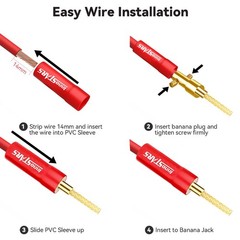 Flex Pin Banana Plugs Connector (6 Pairs, 12 Pcs), 2MM Braided, 24K Gold-Plat…